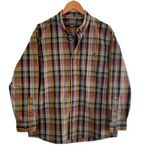 C.E. Schmidt Workwear Plaid Cotton Button Down Shirt Mens LG Brown Orange Black